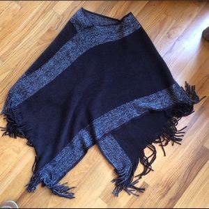 Brown and Silver Tassel Poncho A-Line